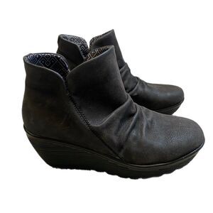 Skechers Ankle Wedge Booties 10 EU 40 Black Memory Foam Grunge Casual Comfort